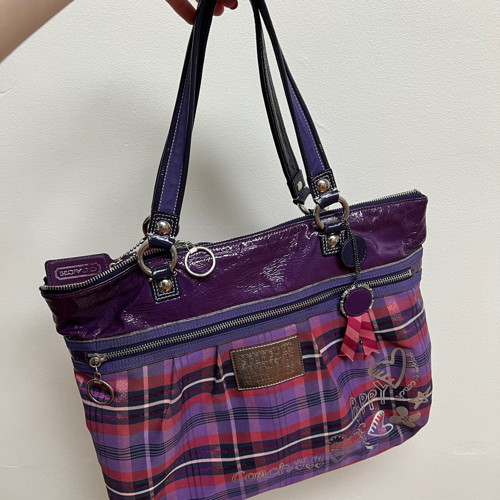 COACH Poppy Tartan Tote